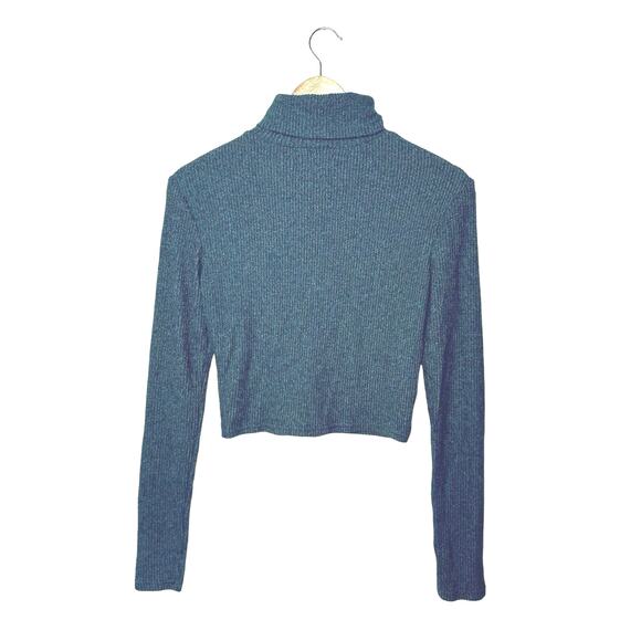 BP Ribbed Cropped Turtleneck Lightweight Sweater Women’s Small Green Soft - Picture 4 of 9